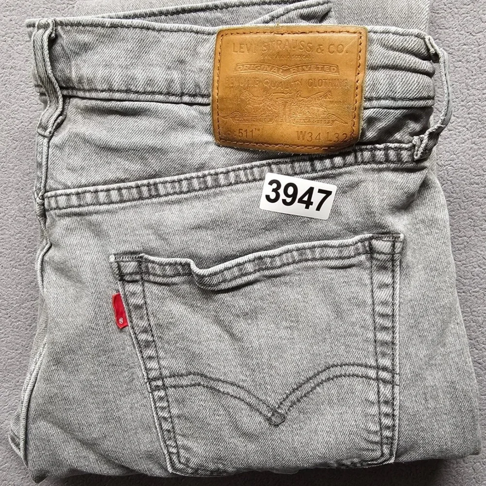 Levis 511 Slim Jeans Mens 34x32 Gray Light Wash Denim Streetwear Minimalist